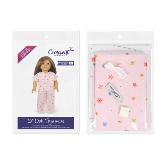 Crosscut Sewing Co.&reg; Doll Pajama Sewing Project Kit - Beginner Friendly DIY Sewing Kit Pink floral {2}