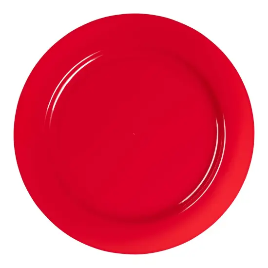 Solid Red Holiday Round Disposable Plastic Dinner Plates - 10.25" (120 Plates) {2}