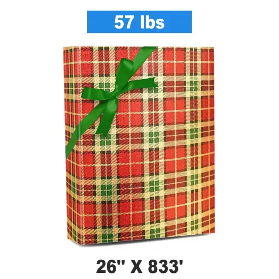 Plaid Christmas Wrapping Paper Rich Plaid 26 '' &times; 833 ' {1}