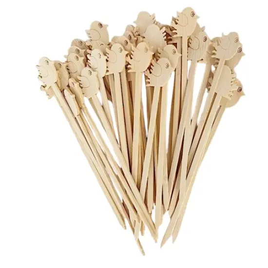 100 Natural Bamboo Skewers Bird Top Sustainable COCKTAIL PICKS Party Decorations {1}