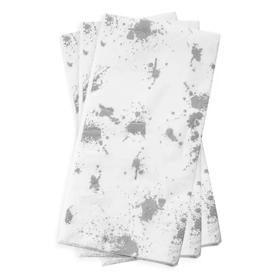 Durable White with Silver Paint Splatter Paper Dinner Napkins (600 Napkins) {2}