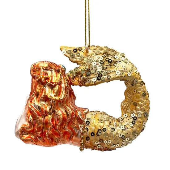 Mesmerizing Mermaid Glass Ornament, Beachy Sea Goddess Holiday Decor {5}