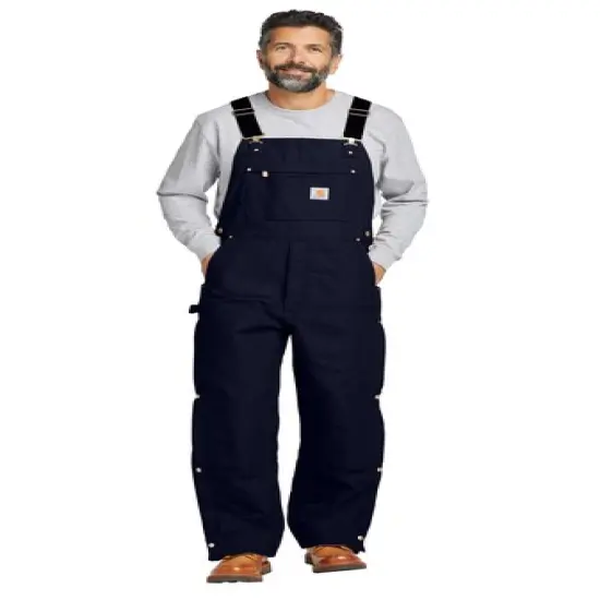Carhartt&reg; Short Firm Duck Insulated Bib Overalls Black {3}