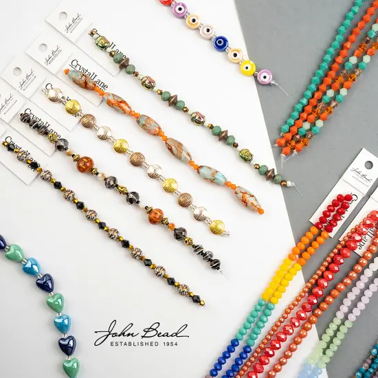 Crystal Lane DIY 7" Designer Glass Focal Bead Mix Strand Face Black White Mix {6}