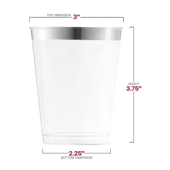Clear with Metallic Silver Rim Round Tumblers - 10 oz. (336 Cups) {3}