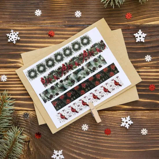 Wrapables Christmas Holiday Washi Tape for Scrapbooking, Stationery, Diary, Card Making 12pcs, Festive Foliage {5}