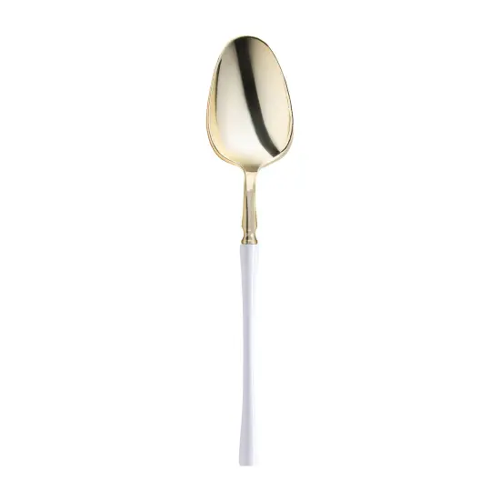 Gold with White Handle Moderno Disposable Plastic Dinner Spoons (240 Spoons) {1}