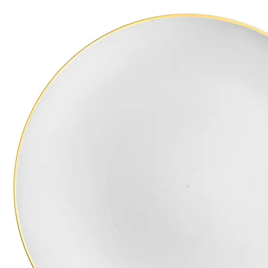 White with Gold Rim Organic Round Disposable Plastic Dinner Plates - 10.25" (120 Plates) {1}