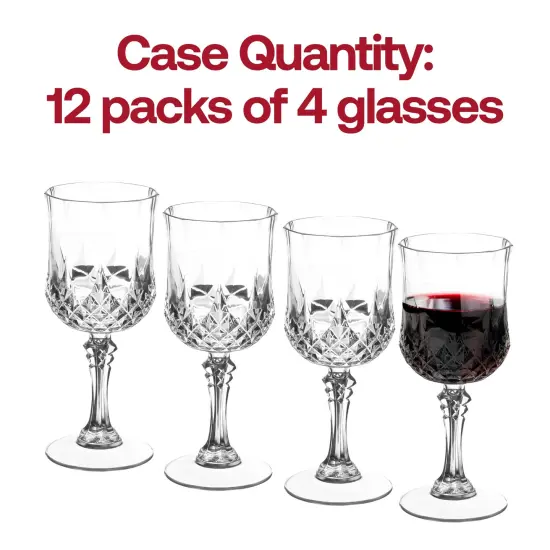 Crystal Cut Plastic Wine Glasses - 8 oz. (48 Glasses) {5}