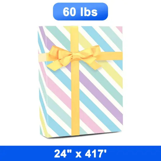 Elegant Striped Gift Wrap 24" x 417" Roll 60 lbs {1}
