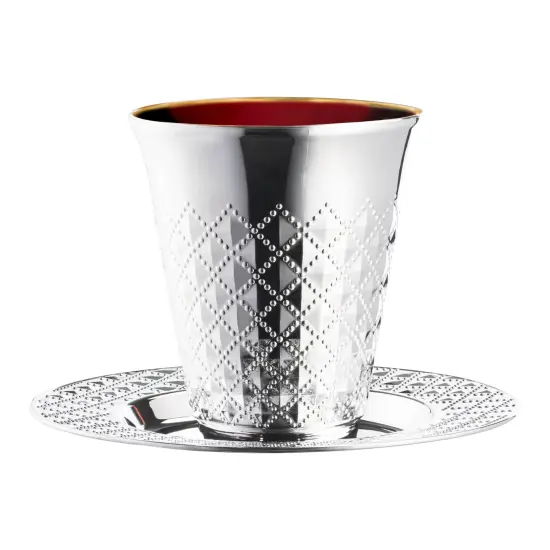 Shiny Metallic Aluminum Silver Round Plastic Saucers and Kiddush Cup Value Set (120 Settings) {2}
