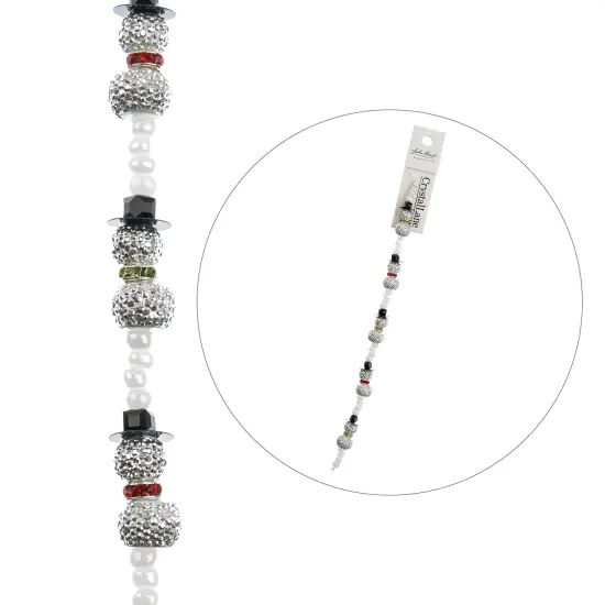 Crystal Lane DIY 7" Designer Holiday Glass Bead Mix Strand WhiteSparkly Snowmen {4}