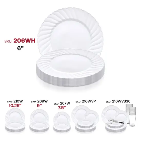 White Flair Plastic Pastry Plates - 6" (180 Plates) {6}