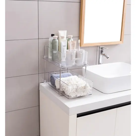 Chrome/Clear - 2-Tier Sliding Drawer Organizer {3}