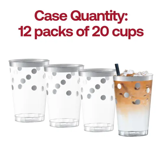 Clear with Silver Dots Round Disposable Plastic Tumblers - 12 oz. (240 Cups) {5}