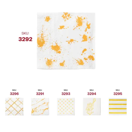 Durable White with Gold Paint Splatter Paper Beverage/Cocktail Napkins (600 Napkins) {6}
