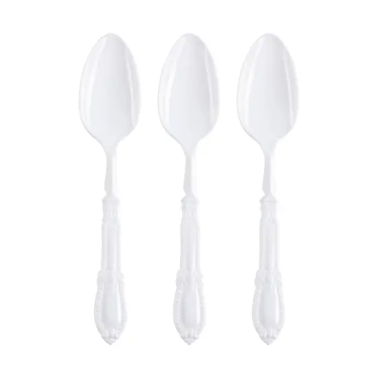 White Baroque Disposable Plastic Dinner Spoons (480 Spoons) {2}