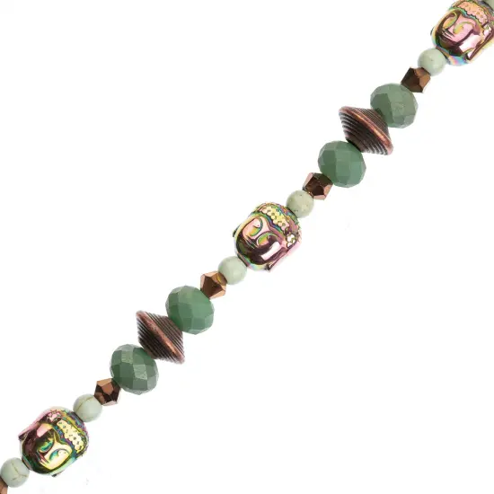 Crystal Lane DIY 7" Mixed Designer Glass Bead Mix Strand Patina Buddha Mix {1}
