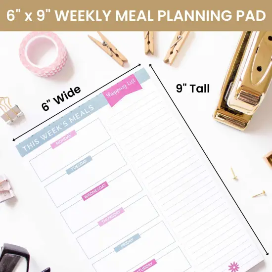 bloom daily planners Planning Pad, 6" x 9", Meal Planning Pad with Magnets, Pink & Teal {3}