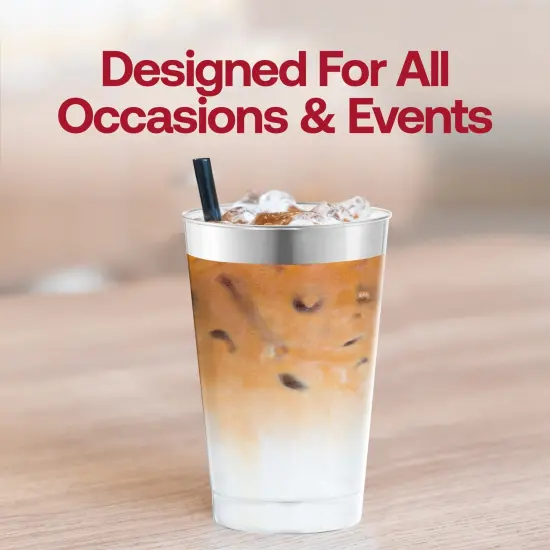 Clear with Metallic Silver Rim Round Tumblers - 12 oz. (240 Cups) {6}