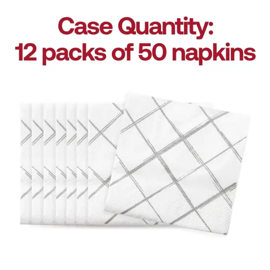 Durable White with Silver Diamond Paper Beverage/Cocktail Napkins (600 Napkins) {5}