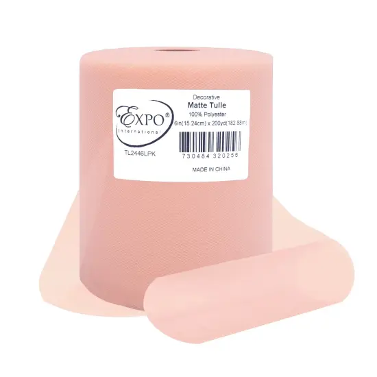 Decorative Matte Tulle Spool of 6 Inch X 200 yards Light Pink {1}