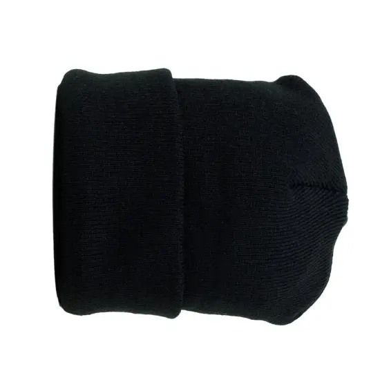 Solid Wing Black Knit Cap Classic Warmth in a Single Piece {4}