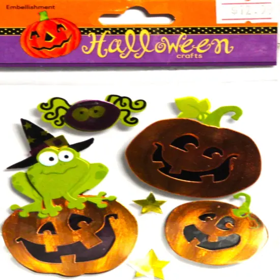 Halloween Crafts Metallic Halloween Pumpkins Dimensional Stickers {1}