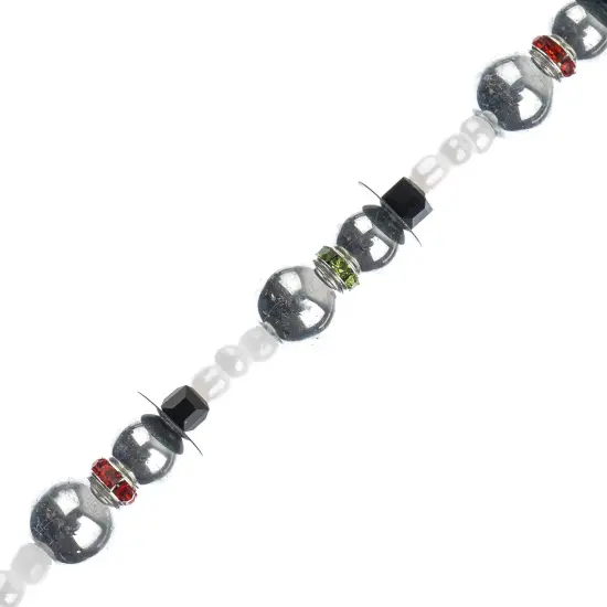 Crystal Lane DIY 7" Designer Holiday Glass Bead Mix Strand Silver Snowmen Stack {1}