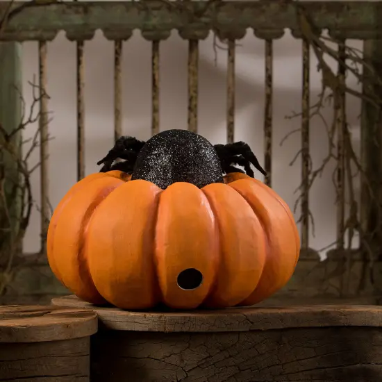 Spider on Pumpkin JOL 12.5" {6}