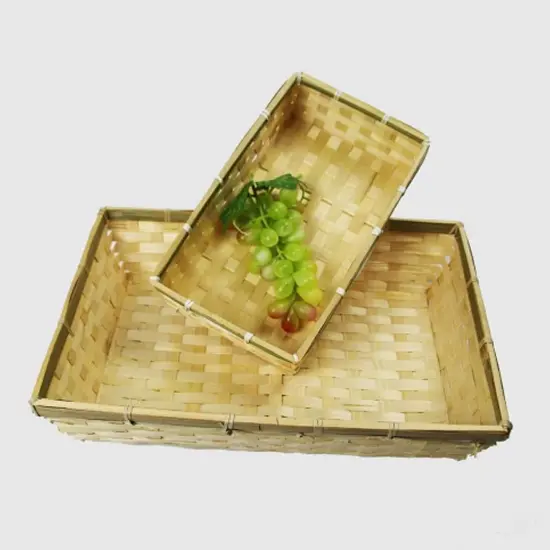 Two Tone Bamboo Rectangular Baskets 7" x 9" {3}
