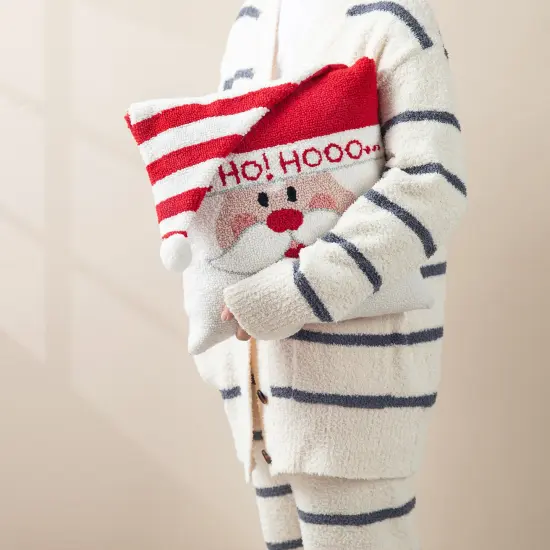 Set of 2 13.98"L Hooked 3D Snowman/Santa Pillows 2pk Santa {9}