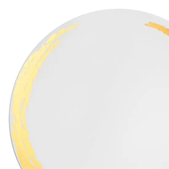 White with Gold Moonlight Round Disposable Plastic Appetizer/Salad Plates - 7.5" (120 Plates) {1}