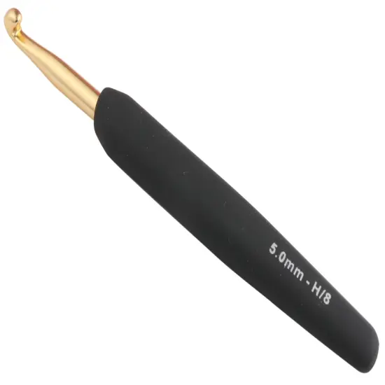 KnitPro Gold Aluminium Crochet Hook W/Black Handle-Size H/5.00mm {1}