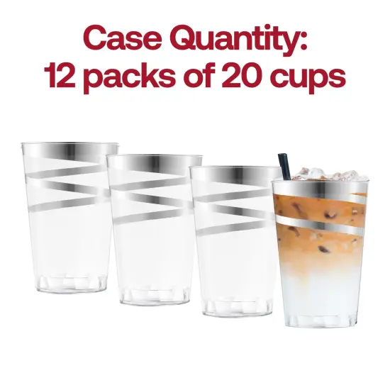 Clear with Silver Swirl Round Disposable Plastic Tumblers - 12 oz. (240 Cups) {5}