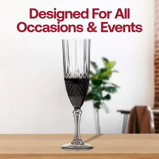 Crystal Cut Plastic Champagne Flutes - 8 oz. (48 Glasses) {6}