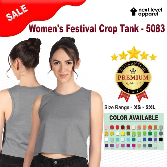 Next Level&reg; Women's Festival Crop Tank Stonewash denim {2}