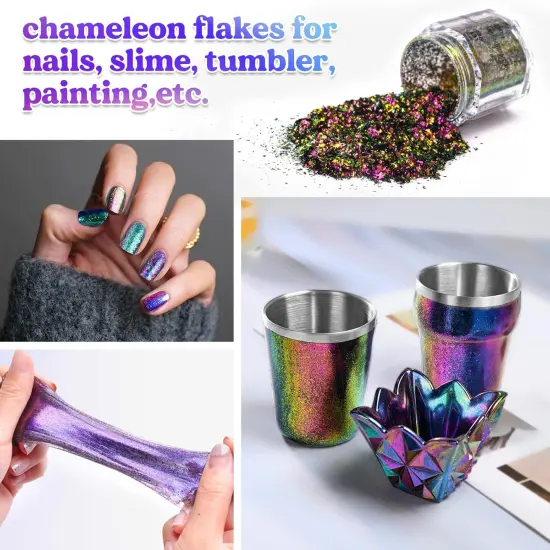 LET'S RESIN Chameleon Flakes, Resin Supplies -Intense Color Shift Pigment Powder for Resin Molds/Tumblers, Chrome Powder Pigment for Christmas Nail Art/Paint/Soap Making {2}