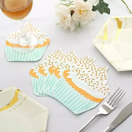20 White Orange 11x9 in Cupcake Paper Cocktail Napkins Party Events Decorations {4}