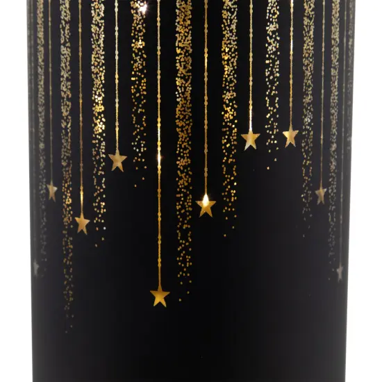 Northlight LED Lighted Glass Candle with Stars Christmas Decoration - 9.5" - Large Black {7}