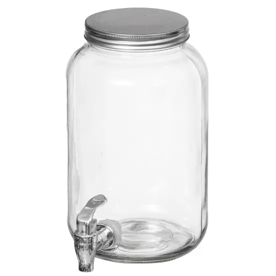 Basicwise 2-Pcs Glass Drink Dispenser Set - Ideal for Serving Beverages, Water, Lemonade and Juice at Picnics, Camping Trips, Wedding and Parties Classic {5}