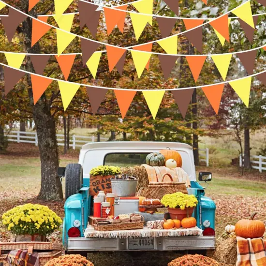 32Ft Orange Yellow Brown Fall Pennant Banner (pinkblume) {5}
