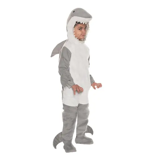 Toddler Shark Costume Plush Jumpsuit with Hood and Attached Feet {1}