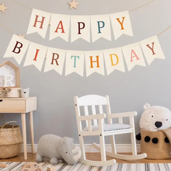 Happy Birthday Burlap Banner (white) {6}