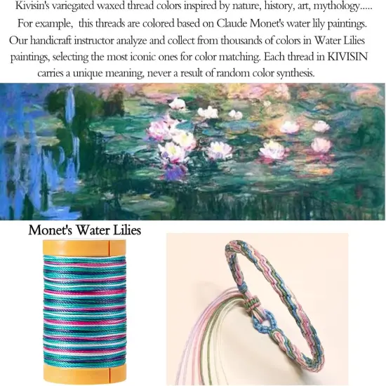 Variegated Waxed Thread 8 Vibrant Color, 0.5mm Wax Coated String 82Yards/Spool, Polyester Wax Cord for Micro Macrame, Bracelets Braiding, Jewelry Making, Beading, Knoting and Kumihimo {3}