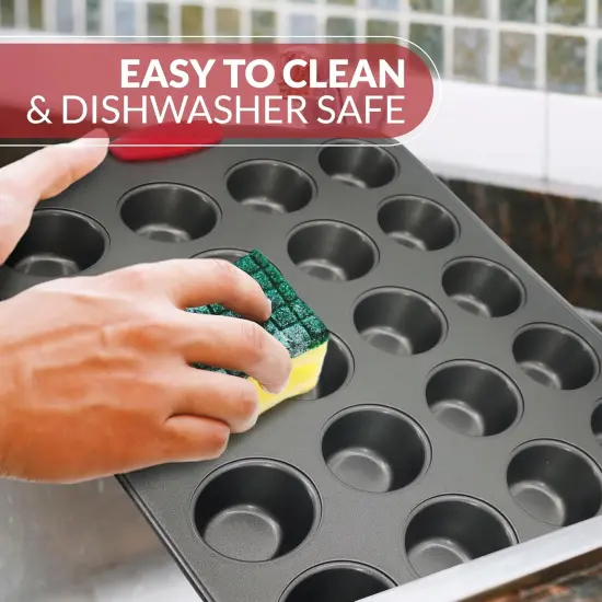 24 Cup Mini Muffin Pan with Silicone Handles | Professional Non-Stick Cupcake Pan for Muffins, Cupcakes, Egg Bites, and More {5}