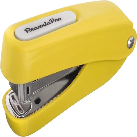 Aria-Plus Half-Strip Mini Stapler - Durable, Compact, and Colorful Stapler for Office and Travel Use, Compatible with Standard 26/6 Staples, Yellow {1}