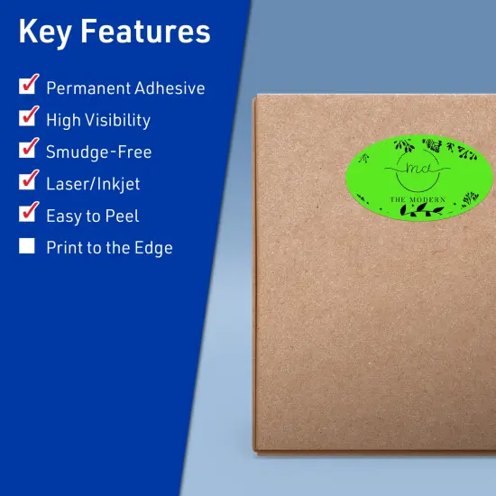 Avery Neon Green Paper Labels, 4.25" x 2.5" Oval {2}