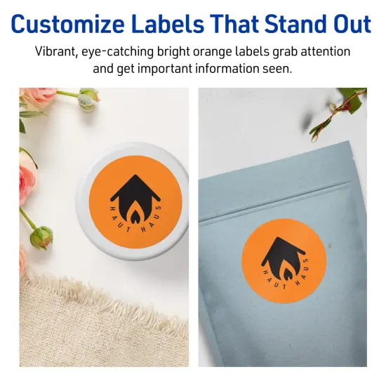 Avery Bright Orange Paper Labels, 2.75" Diameter Round {3}
