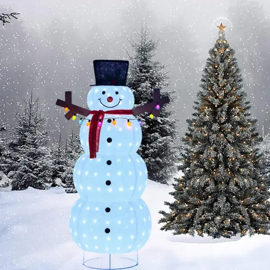 60 Inch Plush Lantern Snowman, Festive Christmas Decoration, Indoor Outdoor Display {5}